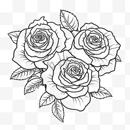 玫瑰花瓣线描图片_通过着色页轮廓草图绘制玫瑰 向