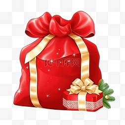 圣诞老人礼品袋图片_圣诞老人红色袋子与孤立的礼品盒