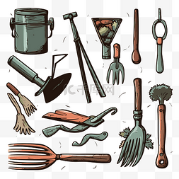 廚房用品图片_工具剪贴画各种园林工具以矢量手