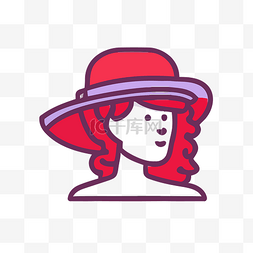 戴红帽子的女人的卡通图标 向量
