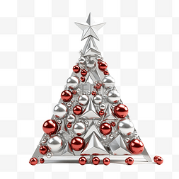 星星和雪花图片_圣诞快乐标志 3d 树用银色星星和