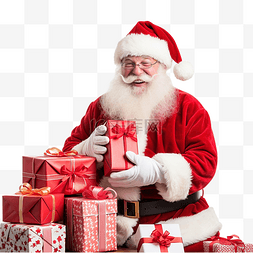 礼品盒文本图片_圣诞老人和彩色礼品盒
