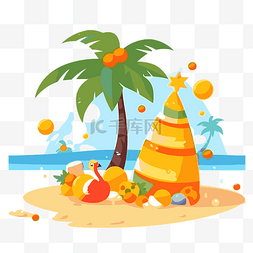 水果各种图片_热带海滩圣诞剪贴画夏季岛屿孤立