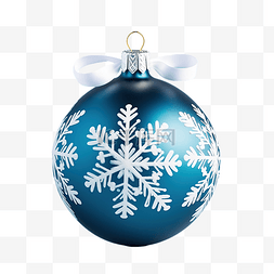 蓝纸上有白色雪花装饰的圣诞球