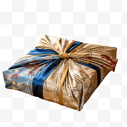 棕色木桌上摆着圣诞礼物包装的包