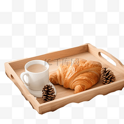 床上用品海报背景图片_早上床上的圣诞房间装饰木制早餐
