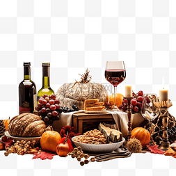感恩节餐桌庆祝传统设置食物或圣