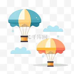 地和天空图片_简约风格的包裹和降落伞插图