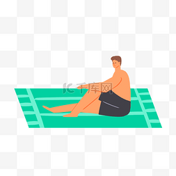 在度假沙滩图片_躺在沙滩上的男人