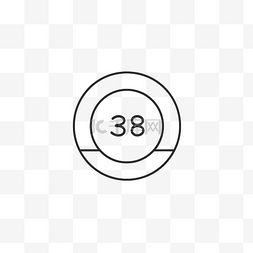 圆圈中称为 38 的黑线图标 向量