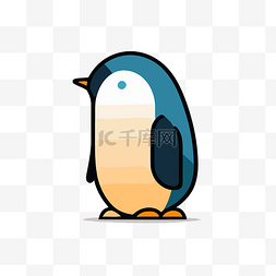 线性图标蓝色图片_蓝色企鹅站在灰色的背景上 向量