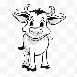 黑白牧场图片_涂鸦卡通人物牛黑白颜色带着微笑