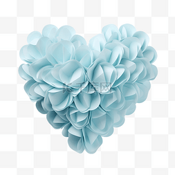 蓝色花装饰图片_可爱的3D粉彩蓝色心形装饰