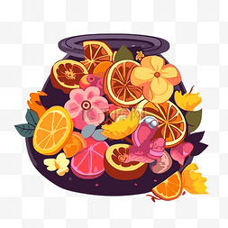 柑橘类水果图片_百花香剪贴画彩色药水，由香草鲜