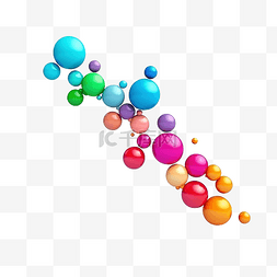 不同尺寸的彩色彩虹哑光球抽象构
