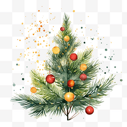绿金图片_喜庆的圣诞树枝与五彩纸屑