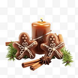 圣诞姜饼人蜡烛肉桂星星松枝圣诞