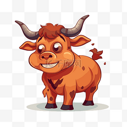 小牛喇叭图片_公牛剪贴画卡通风格的橙色小牛 