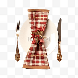 布摆台餐巾图片_带装饰和餐巾的圣诞复古晚餐餐具