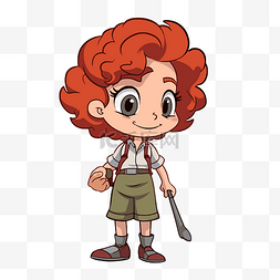 安妮剪贴画卡通女孩红头发和短裤