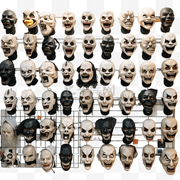 面具恶魔图片_笑话店出售的万圣节恐怖面孔面具