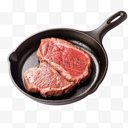烤好的牛排图片_煎锅上的牛排肉