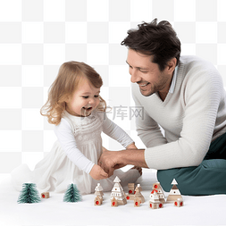 婴儿和爸爸图片_宝贝女儿和爸爸玩圣诞树装饰品