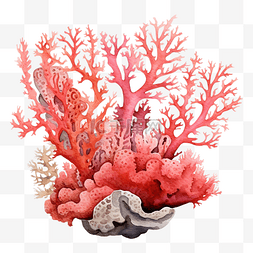 贝壳带珍珠图片_海洋水彩珊瑚