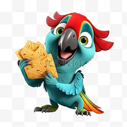 鹦鹉吉祥物吃玉米片 墨西哥玉米