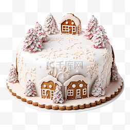 圣诞冬季蛋糕，手工制作装饰房屋