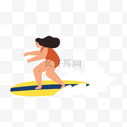 游泳救生圈卡通图片_冲浪中的长发女人