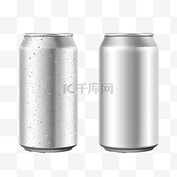 啤酒铝罐图片_逼真的铝罐，带水滴，用于模拟苏