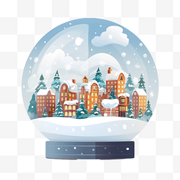 地球和地球仪图片_玻璃圣诞地球仪，冬季城市景观和