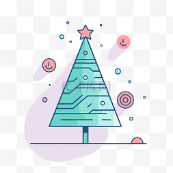 线性风格的圣诞树图标 向量