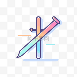 铅笔彩虹图片_白色背景上的彩虹铅笔和刀图标 