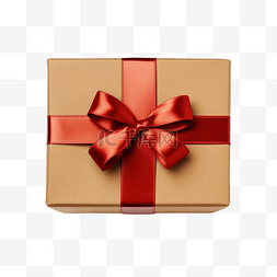 礼物表框图片_带红色蝴蝶结的棕色礼品盒