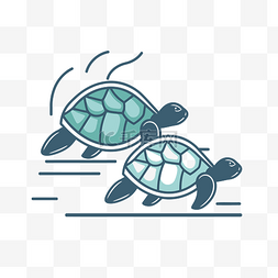 海滩上的海龟矢量图标志