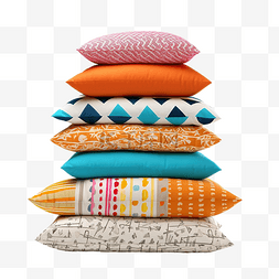 简单家居背景图片_一堆彩色图案的枕头