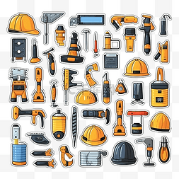 鬼刀图片_守财奴简约建筑工具贴纸收藏套装