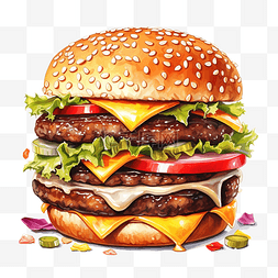 漢堡插圖图片_漢堡快餐插畫