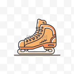 曲棍球icon图片_橙色溜冰鞋的线条画图标 向量