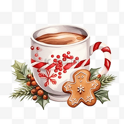 古斯帝咖啡图片_圣诞咖啡杯水彩