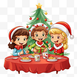 吃貨图片_快乐的孩子们在装饰好的圣诞房间
