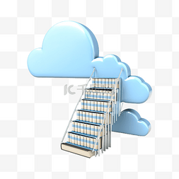上楼梯下楼梯图片_3d 云文件夹与孤立的梯子或楼梯