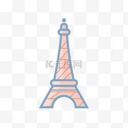 埃菲尔铁塔线条图片_粉红色的埃菲尔铁塔图标，上面有