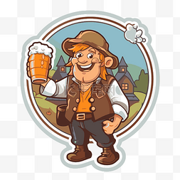手拿啤酒图片_卡通希腊啤酒人手里拿着啤酒 向