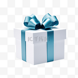 带蓝色蝴蝶结的白色礼品盒