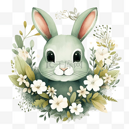 绿蛋图片_绿兔与花