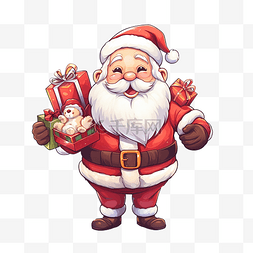 拿铃铛的圣诞老人图片_圣诞快乐，卡通圣诞老人拿着从圣