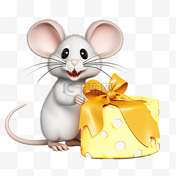 老鼠和奶酪图片_快乐而友好的微笑小老鼠，带着大
